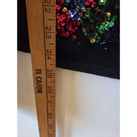 Keren Hart Christmas Holiday Cardigan Black Embellished Womens XL - Picture 8 of 9